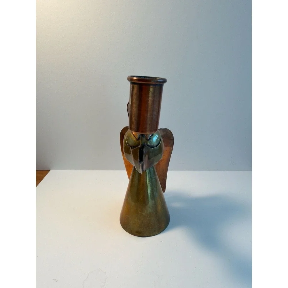 Mid-Century‎ Modern Brass and Copper Angel Figurine Taper Candle Holder